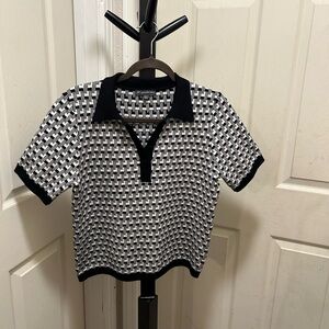 Adrianna Papell Kids Black and White Polo Shirt